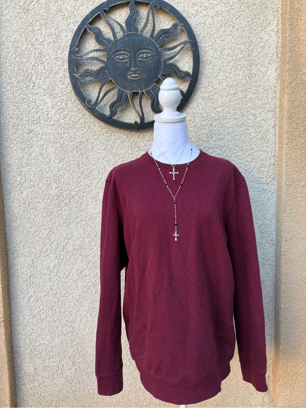 Tek Gear Burgundy Crewneck Long Sleeve Sweater Cozy Casual Fall Winter